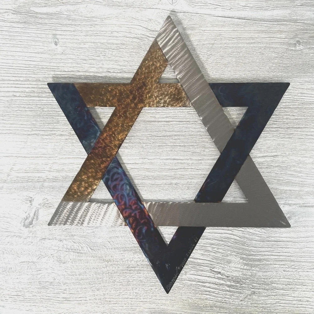 Star of David Wall Art 12" x 12" Polished Textured Jeweled Carbon Steel 2010 - Picture 2 of 12
